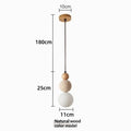 Travertine Stone and Wood Bauhaus Pendant Light