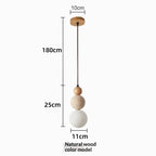 Travertine Stone and Wood Bauhaus Pendant Light