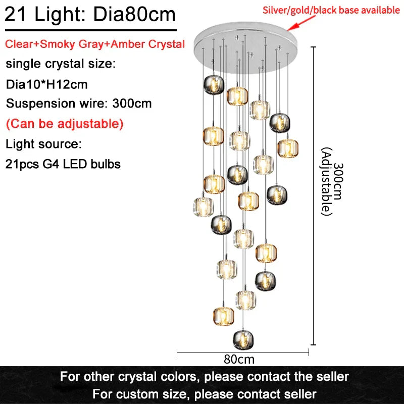 ثريا سقف كريستال LED من DecorBites™ لغرفة المعيشة وغرفة النوم وغرفة الطعام والمطبخ
