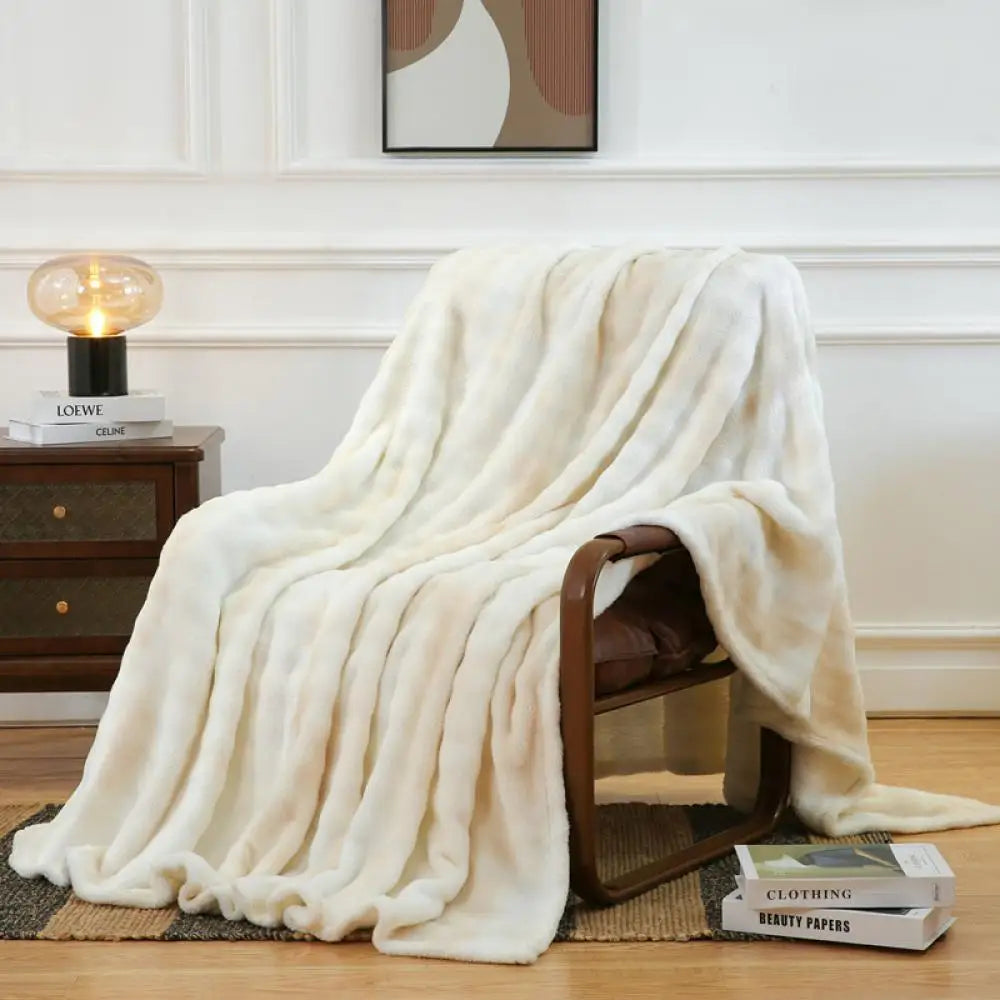 DecorBites™ Fuzzy Faux Fur Blanket - Cozy & Soft Reversible Throw for Sofa and Bed