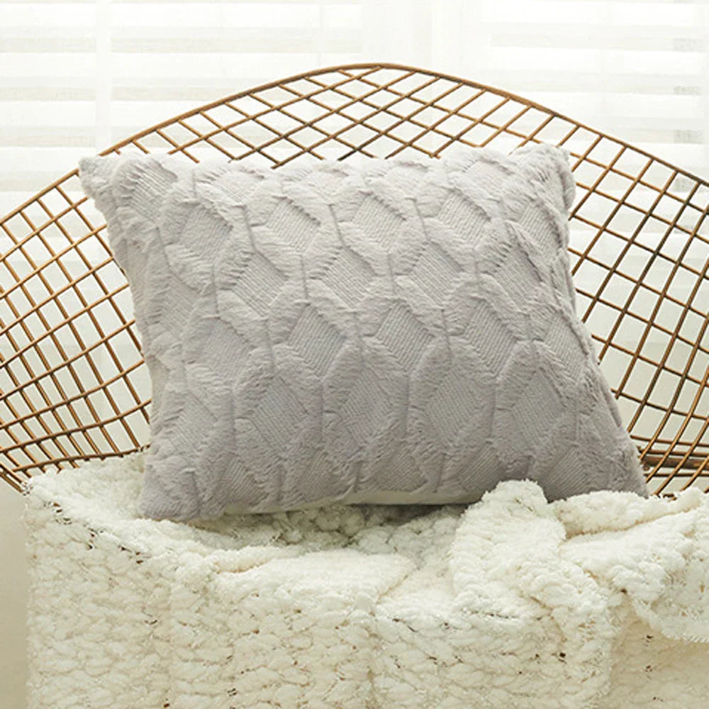 DecorBites™ Geometric Diamond Pattern Plush Cushion Cover for Stylish Home Decor