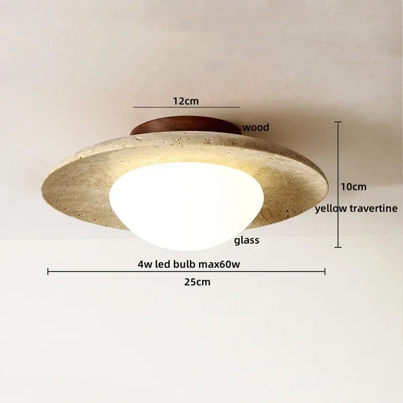 DecorBites™ LED Wood Yellow Travertine Ceiling Light - Modern Style for Home Decor