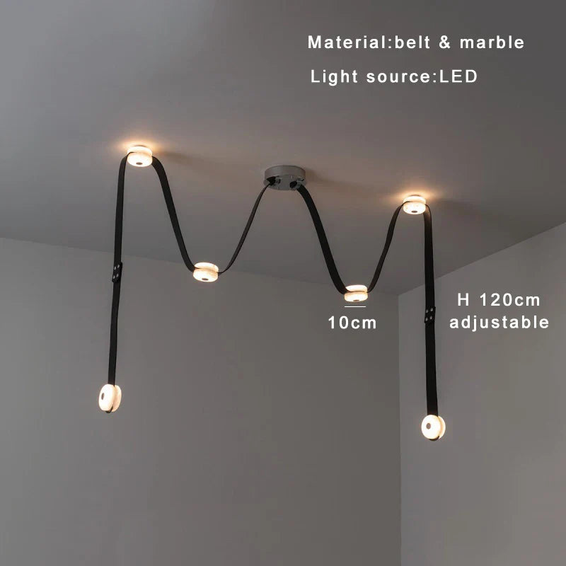DecorBites™ Designer Belt Marble Pendant Lights: Luxury Dimmable Fixture for Villa Duplex