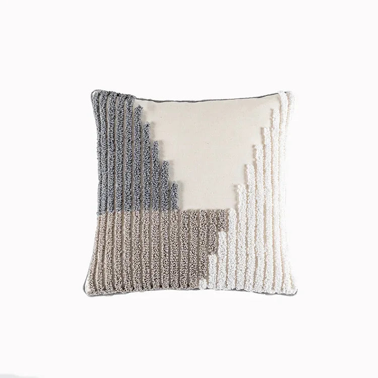 DecorBites™ Geometric Tufted Beige Gray Cushion Cover Nordic Style for Modern Decor