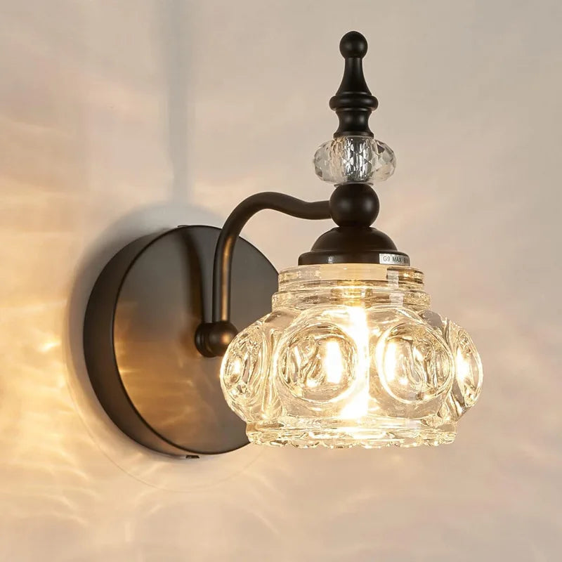 مصباح حائط كريستال ذهبي DecorBites™: إضاءة LED فاخرة داخلية لغرفة المعيشة وغرفة النوم والحمام