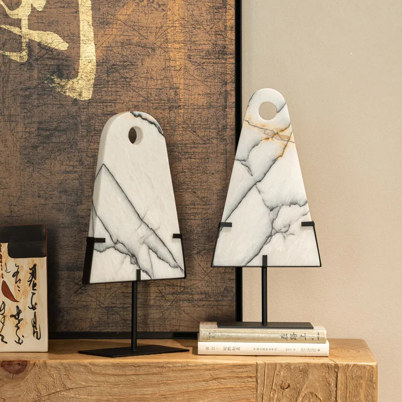 DecorBites™ Abstract Jade Pendant Marble Sculpture - Home Decor Geometric Figurines