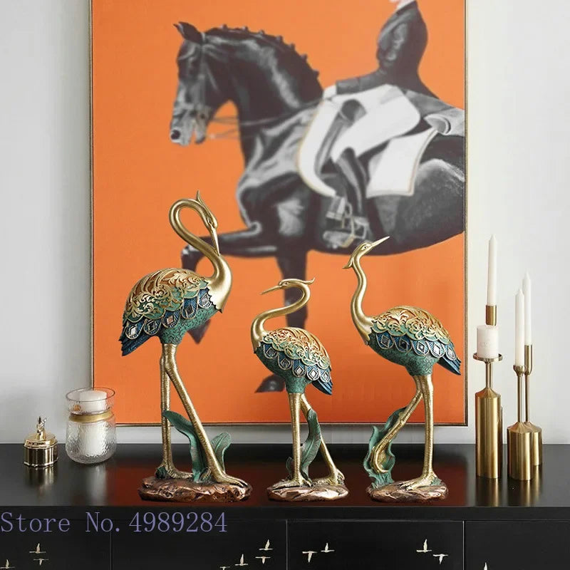 DecorBites™ Crane Bird Sculpture: Handcrafted Resin Ornament for Home Decor
