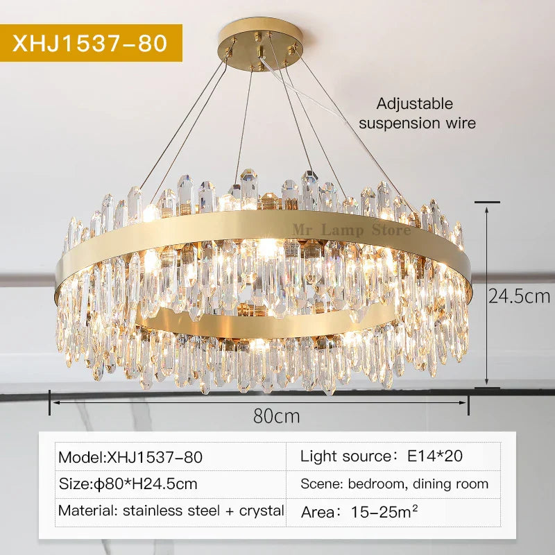 DecorBites™ Crystal Chandelier: Post-Modern High-End Luxury for Living Room, Bedroom, and Restaurant