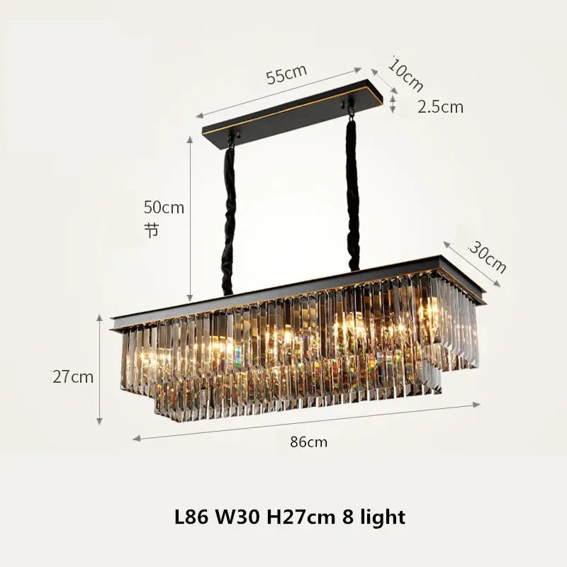 DecorBites™ مصابيح متدلية كريستالية ذهبية وسوداء معدنية، ثريات LED معلقة