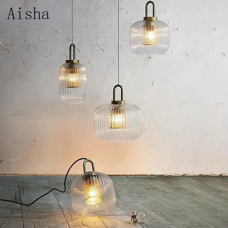DecorBites™ Clear Glass Pendant Lamp: Modern Designer Lighting for Bar, Restaurant, Bedroom, Aisle & more