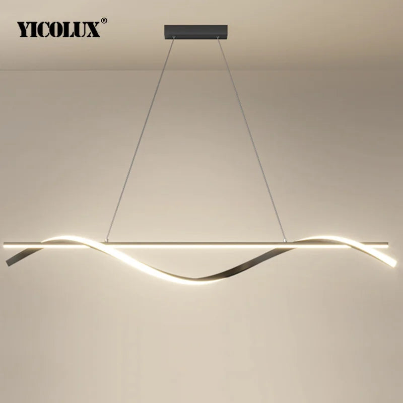 Minimalist Linear LED Pendant Light in Black or White