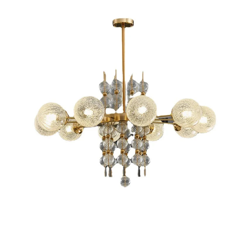 ثريا الفقاعات الذهبية والكروم من DecorBites™: مصابيح معلقة تريند 2025 لغرفة المعيشة