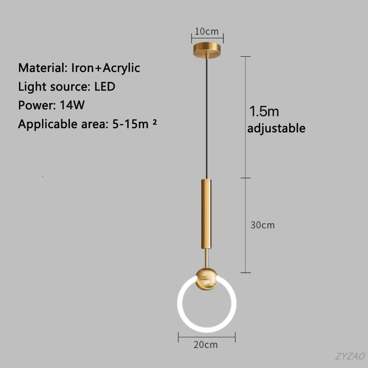 Modern Black Gold Iron Acrylic Pendant Light