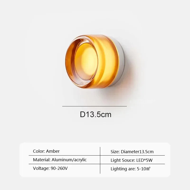 DecorBites™ Amber Jelly LED Wall Sconce Light for Bedside Room Decor, Smoke Grey