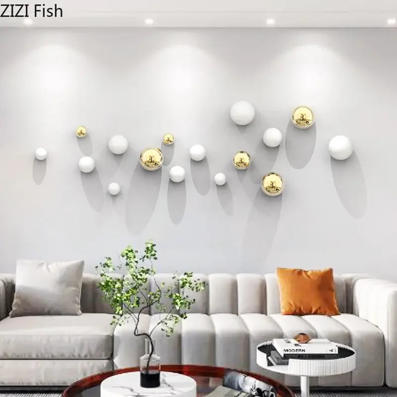 ديكورات جدارية كروية ذهبية DecorBites™ لجماليات الغرفة وعرض خلفية المعيشة