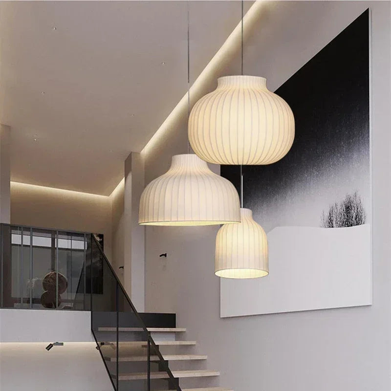 مصابيح قلادة LED حريرية بتصميم ياباني نورديك من DecorBites™ لغرفة المعيشة والمطاعم