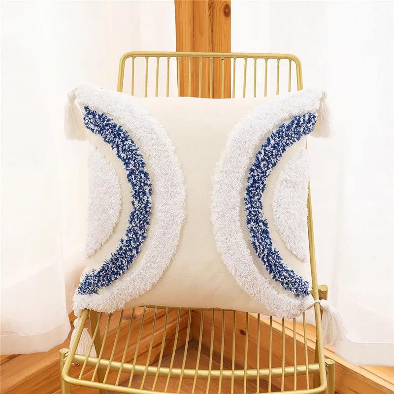 DecorBites™ Embroidered Geometric Leaves Pillow Cover Handmade Home Decor 30x50cm/45x45cm