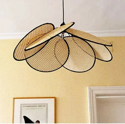مصباح أرضي من خشب الروطان الياباني من DecorBites™ لفيلا وغرفة معيشة ودراسة وإضاءة علوية