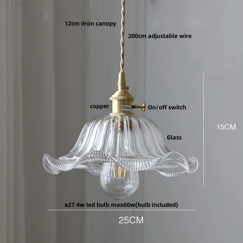 DecorBites™ Amber Glass LED Hanging Lamp - Adjustable Nordic Stair Pendant Light