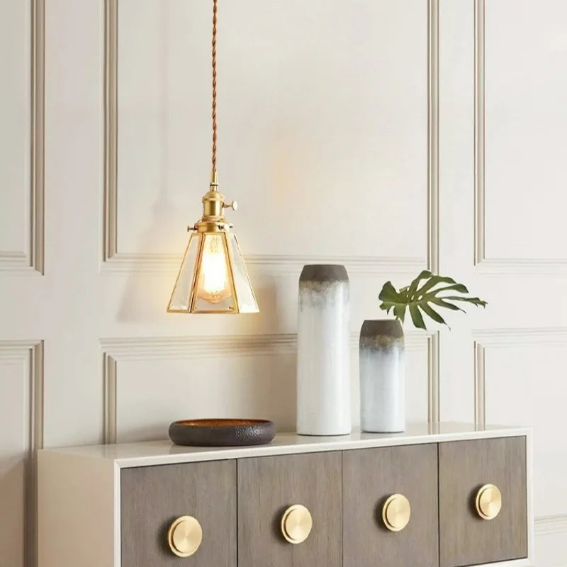 DecorBites™ Glass LED Hanging Lamp | Minimalist Copper Pendant Light