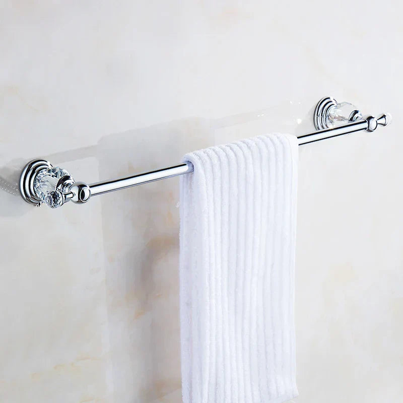 DecorBites™ Crystal Chrome Towel Bar - Stainless Steel Bathroom Accessories