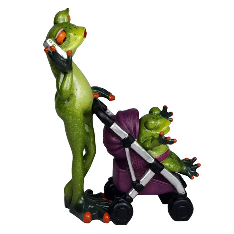 DecorBites™ Frog Family Statue Set Home Decor Cute Animal Figurine Living Room Bedroom Desktop Accessory