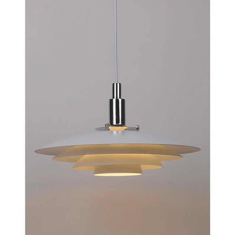 Mid-Century Gradient UFO Pendant Light In White & Red