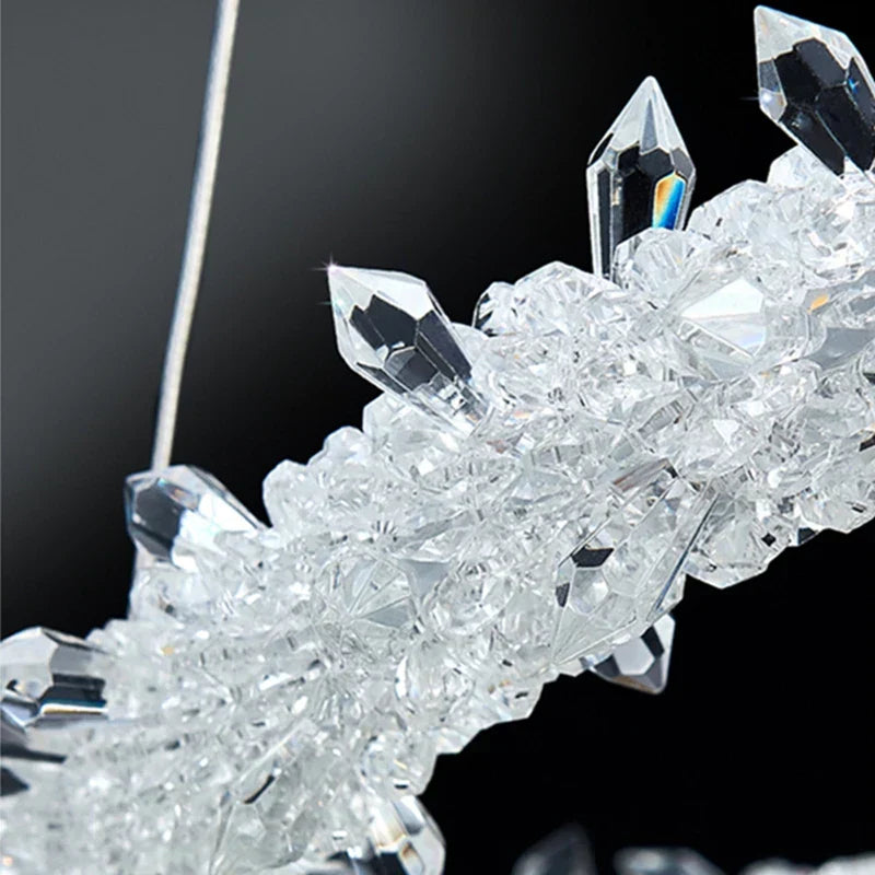 DecorBites™ Lustre rond en cristal K9 : Suspension LED moderne pour la maison, le salon, la chambre, le hall d'entrée
