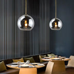 Modern Glass Ball Chandelier Lights for Dining Room Bar Kitchen Hanging Lamps Living Smoky Gray Glass Lampara Lustres Led Lights