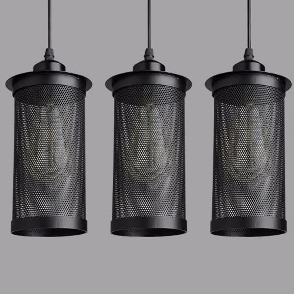 DecorBites™ مصباح معلق بتصميم قفص حديدي أسود صناعي نورديك على الطراز اللوفي