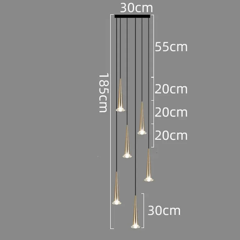 DecorBites™ Crystal LED Chandelier: Luxury Pendant Light, Staircase Suspension Luminaire, Indoor Hanging Lamps