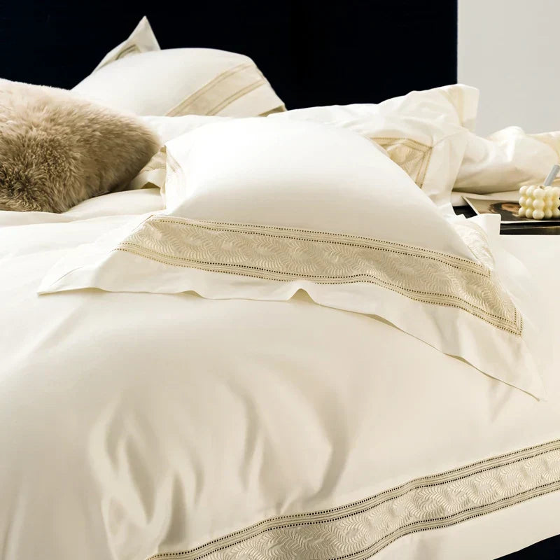 1400TC Egyptian Cotton DecorBites™ Bedding Set with Wide Edge Embroidery & Hollow Out Design