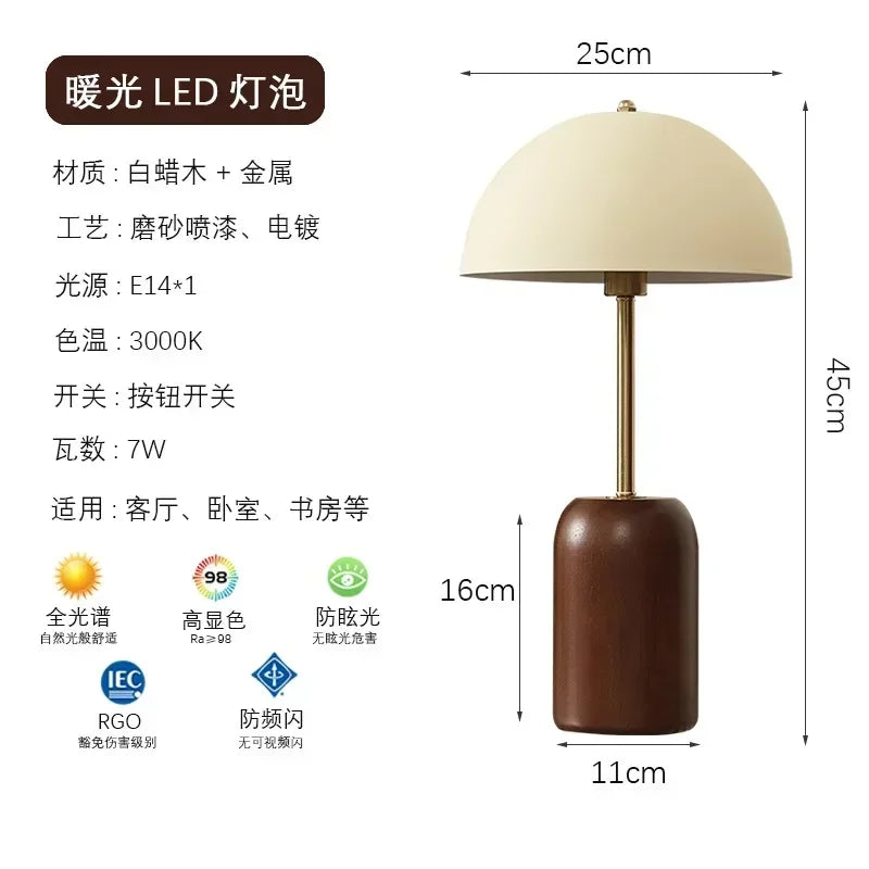 DecorBites™ French Medieval Solid Wood LED Table Lamp for Bedroom, Living Room