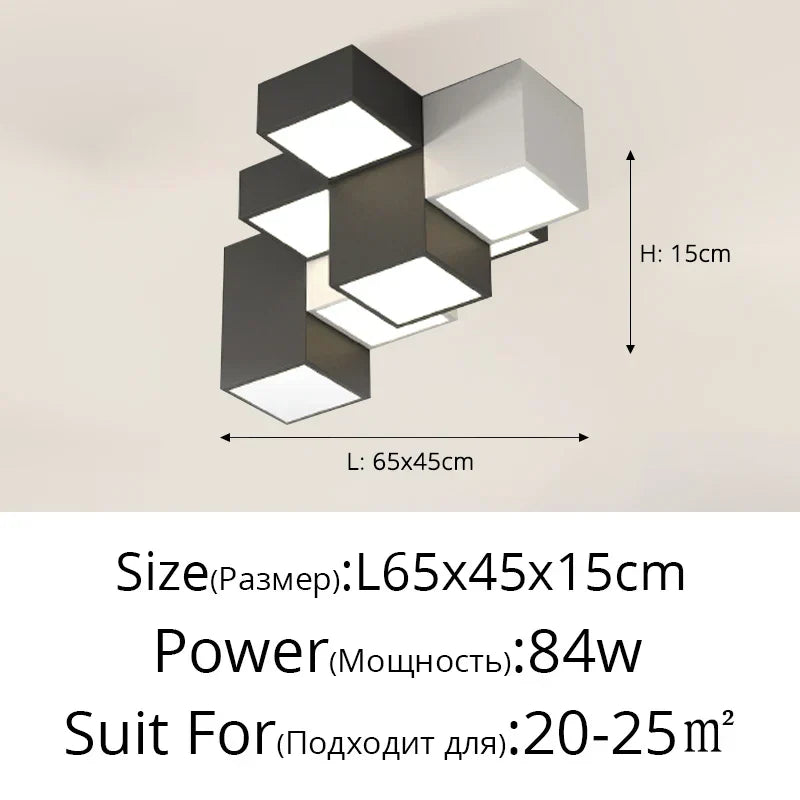 DecorBites™ Geometric LED Ceiling Light for Modern Bedroom, Study Room - Black/White Luxe Design