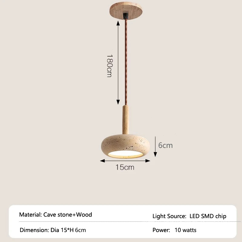 Modern Yellow Travertine Stone Pendant Light