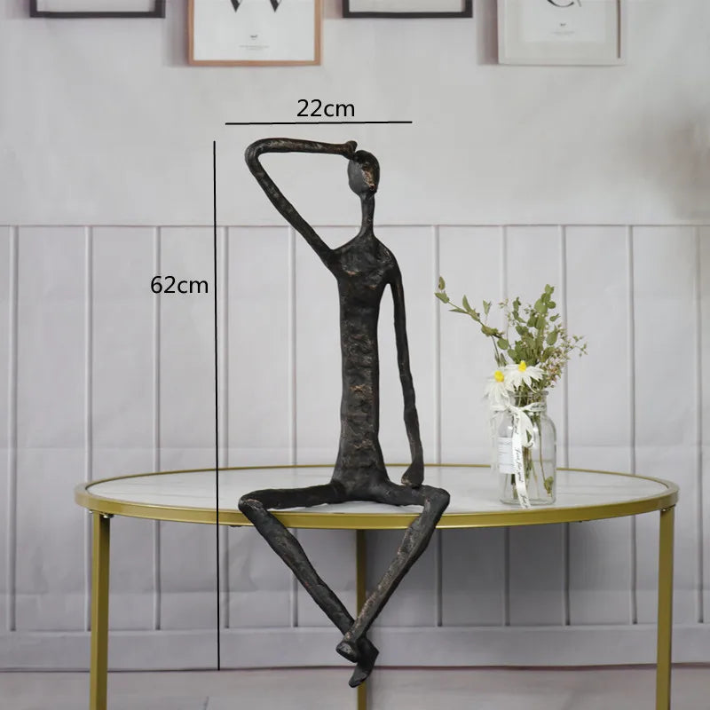 DecorBites™ Abstract Metal Human Sculpture Cast Iron Black Person Desktop Ornament