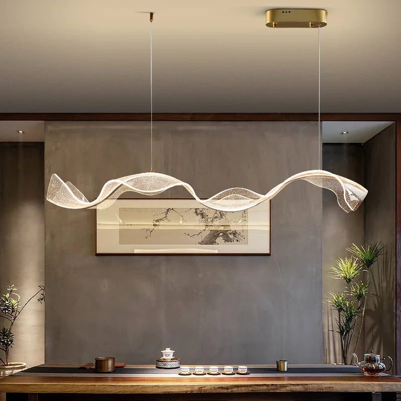 DecorBites™ LED Acrylic Chandelier Dining Room Light Fixtures Adjustable Kitchen Hanging Lamp