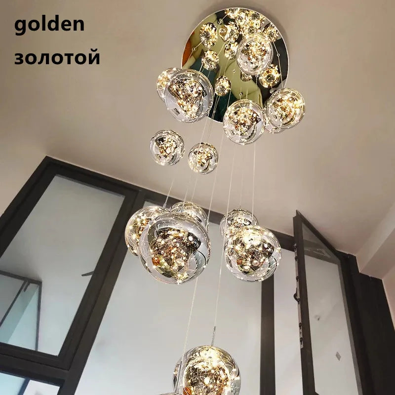 Gypsophila Glass Bubble Staircase Pendant Chandelier
