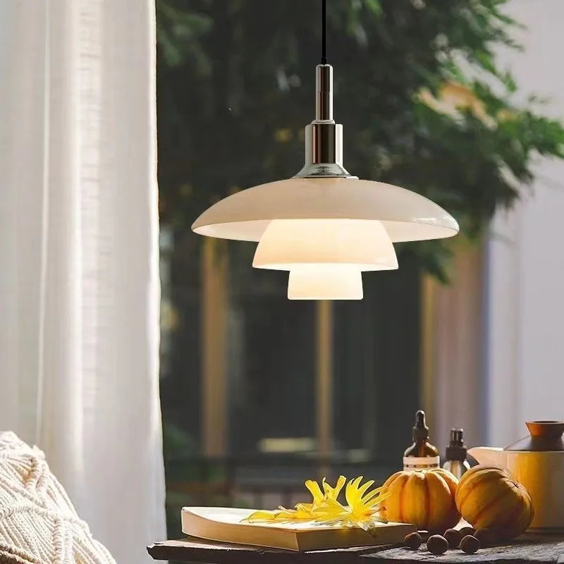 Danish Three-Layer Dish Glass Pendant Light