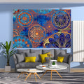 DecorBites™ نسيج الدانتيل الذهبي المعلق على الحائط باللون الأزرق لديكور المنزل الراقي