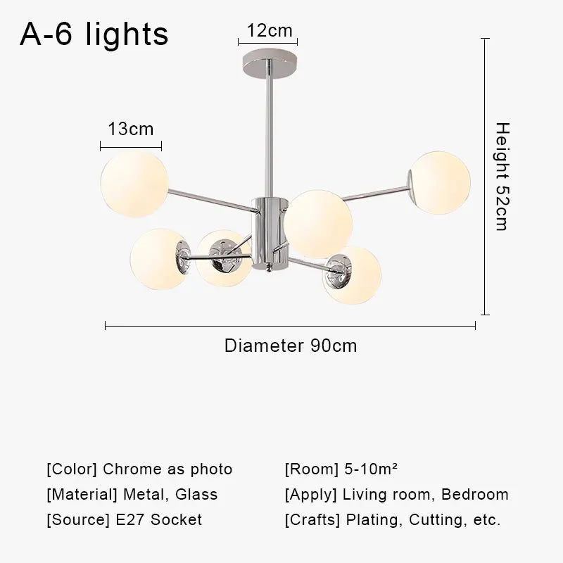 DecorBites™ Glass Ball LED Ceiling Chandelier for Modern Living Room and Bedroom