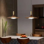 Walnut Three-Head Saucer Pendant Light