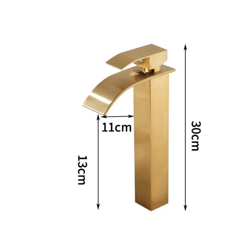 DecorBites™ Robinet de salle de bain doré : Robinet mitigeur cascade en laiton or rose pour lavabo