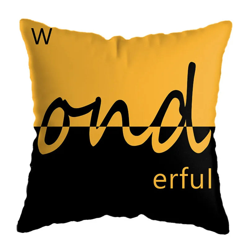 DecorBites™ Geometric Deer Print Pillowcase 45x45cm - Yellow Home Decor