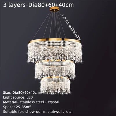 DecorBites™ Crystal Water Curtain Pendant Chandelier - Luxury LED Lighting for Home, Hotel, and More