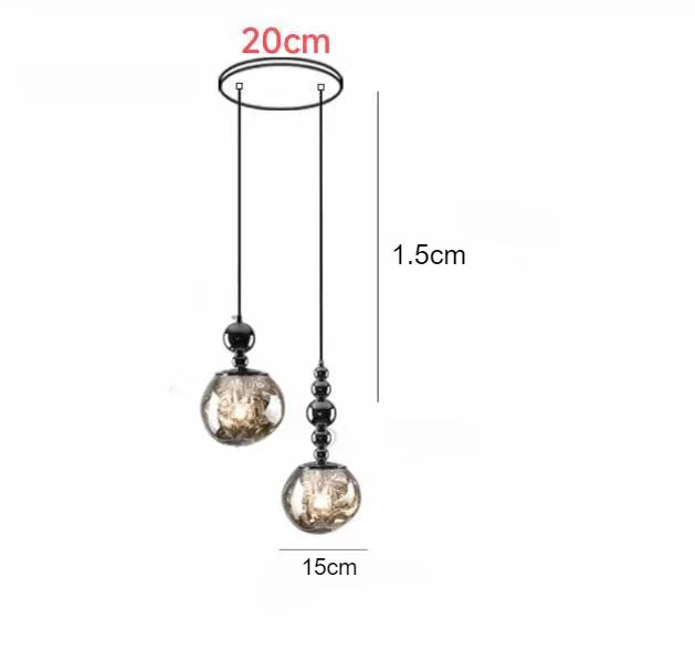 Art Deco Silver Lava Pendant Light in Acrylic and Metal