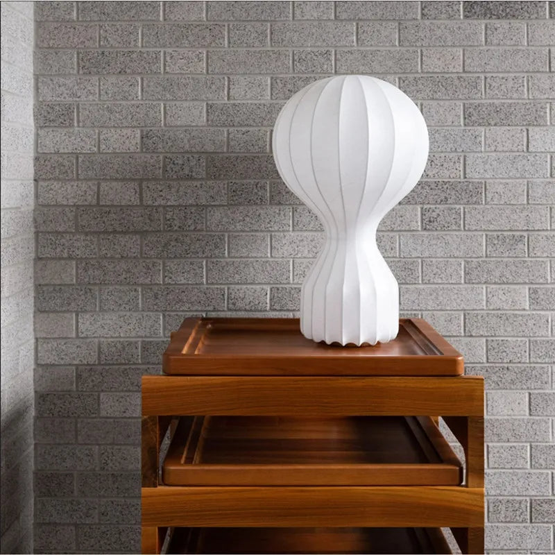 DecorBites™ Gatto Cocoon Silk Table Lamp: Minimalist Japanese Art for Bedroom, Study, Hotel, Showroom