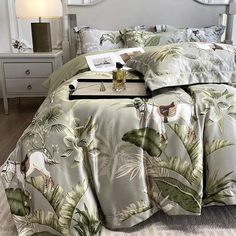 DecorBites™ 3D Printed Faux Silk Bedding Set - Cooling, Skin-Friendly, Non-Fading Comfort