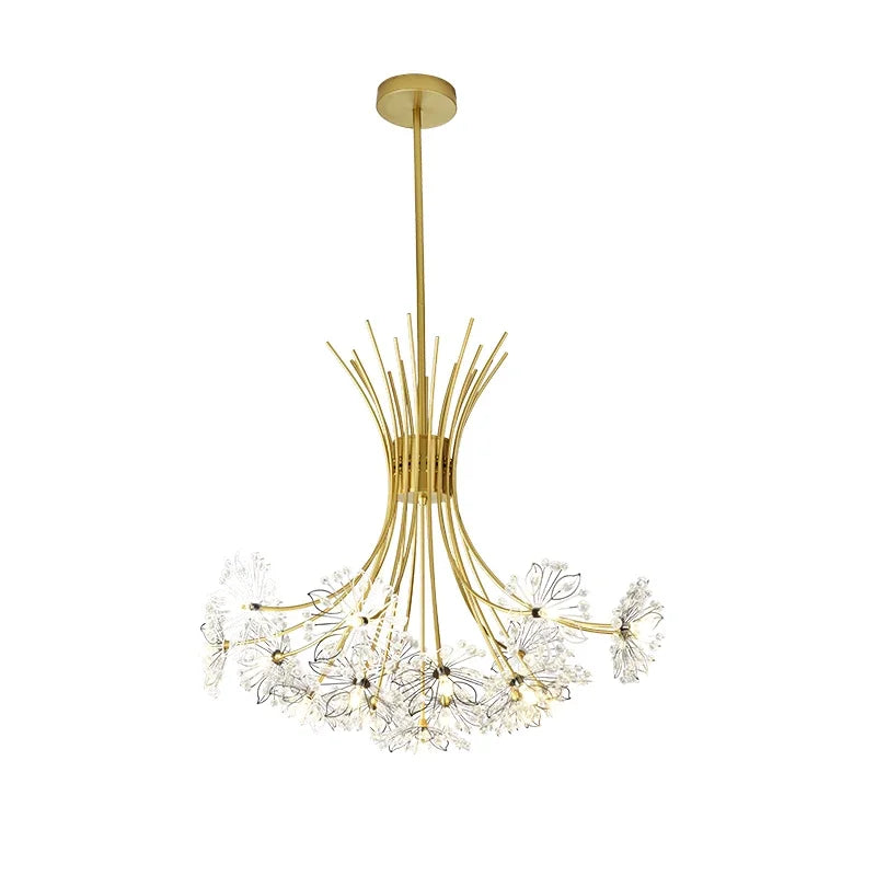 DecorBites™ Crystal Bionic Petals Chandelier for Living Dining Bedroom Hall Hotel Decor