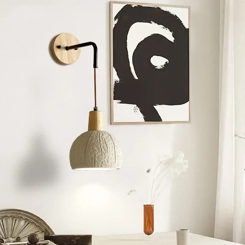 DecorBites™ Cement Shade Wall Sconce Pull Chain Switch LED Light Fixture for Home Decor